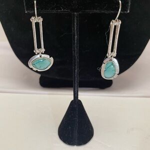 Unique Light Blue and Silver Tone Dangle Earrings